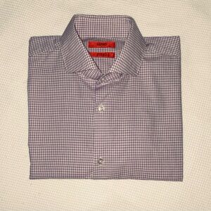 2/60$ Men’s HUGO BOSS checkered 100% cotton slim fit dress‎ shirt size 39 (15½)